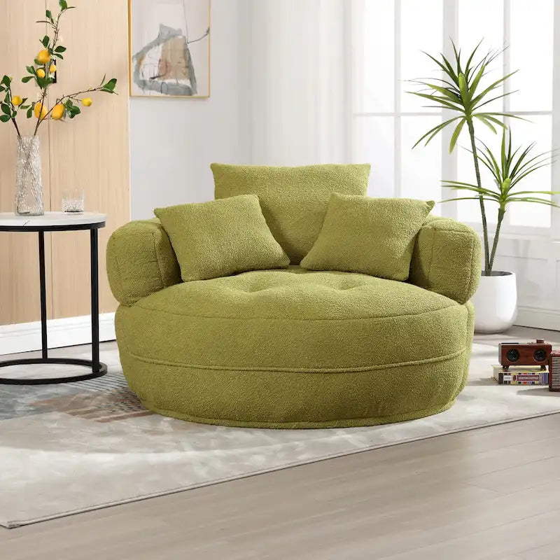 Fauteuil d'appoint rembourré en boucle touffeté avec coussins pour le salon