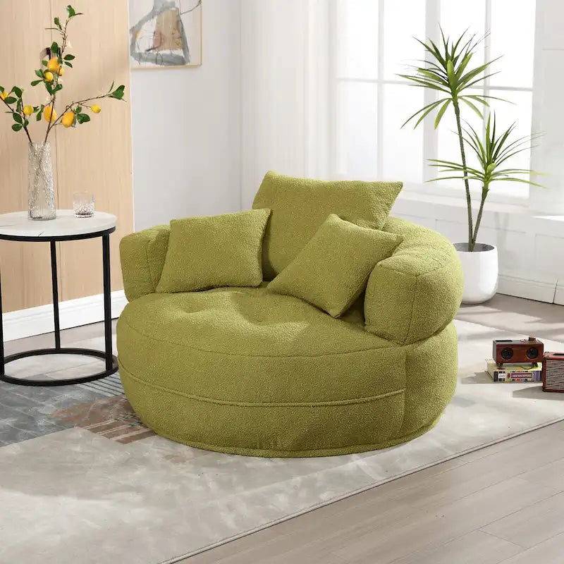 Fauteuil d'appoint rembourré en boucle touffeté avec coussins pour le salon