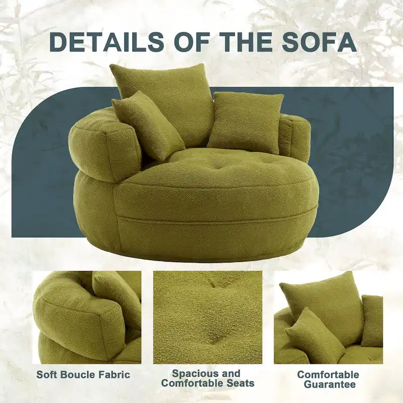 Fauteuil d'appoint rembourré en boucle touffeté avec coussins pour le salon