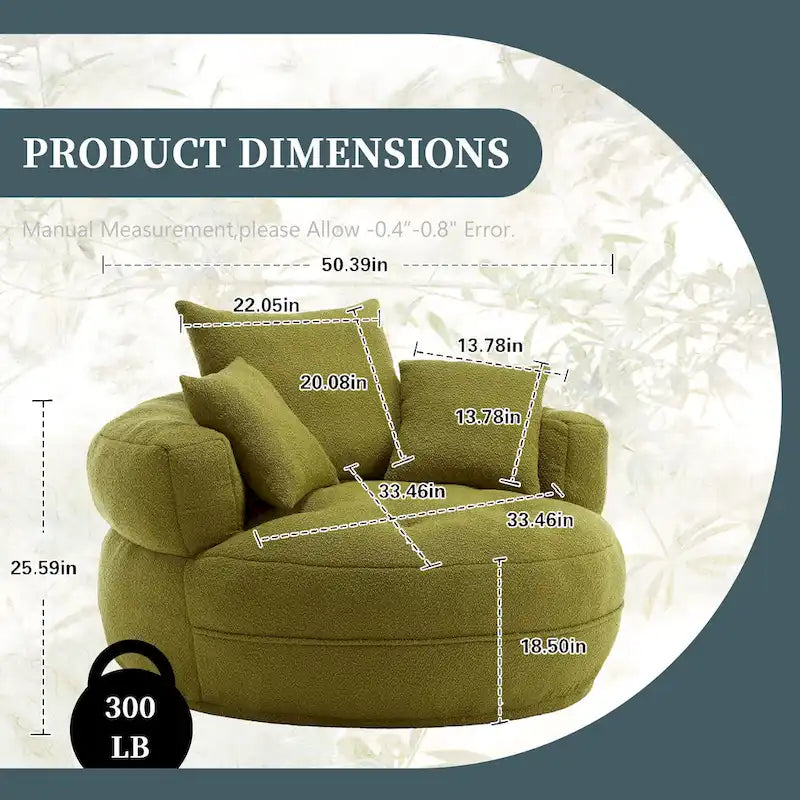 Fauteuil d'appoint rembourré en boucle touffeté avec coussins pour le salon