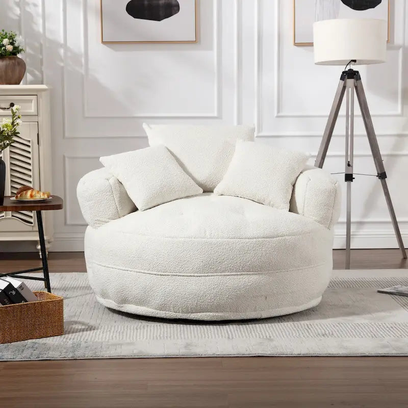 Fauteuil d'appoint rembourré en boucle touffeté avec coussins pour le salon