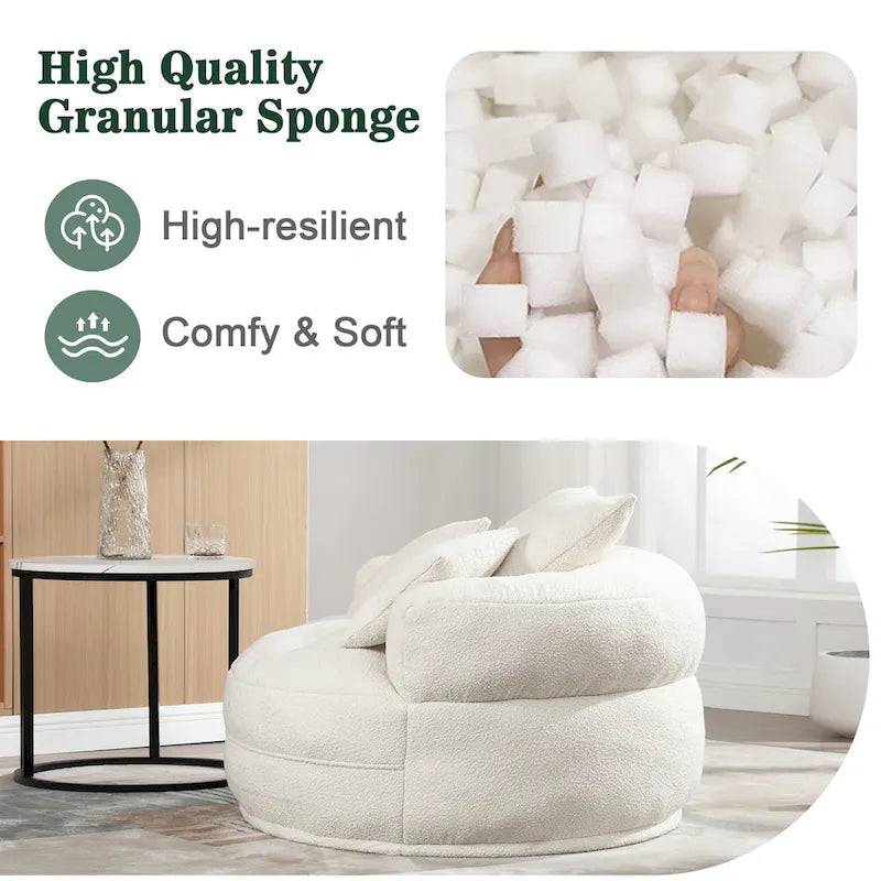 Fauteuil d'appoint rembourré en boucle touffeté avec coussins pour le salon