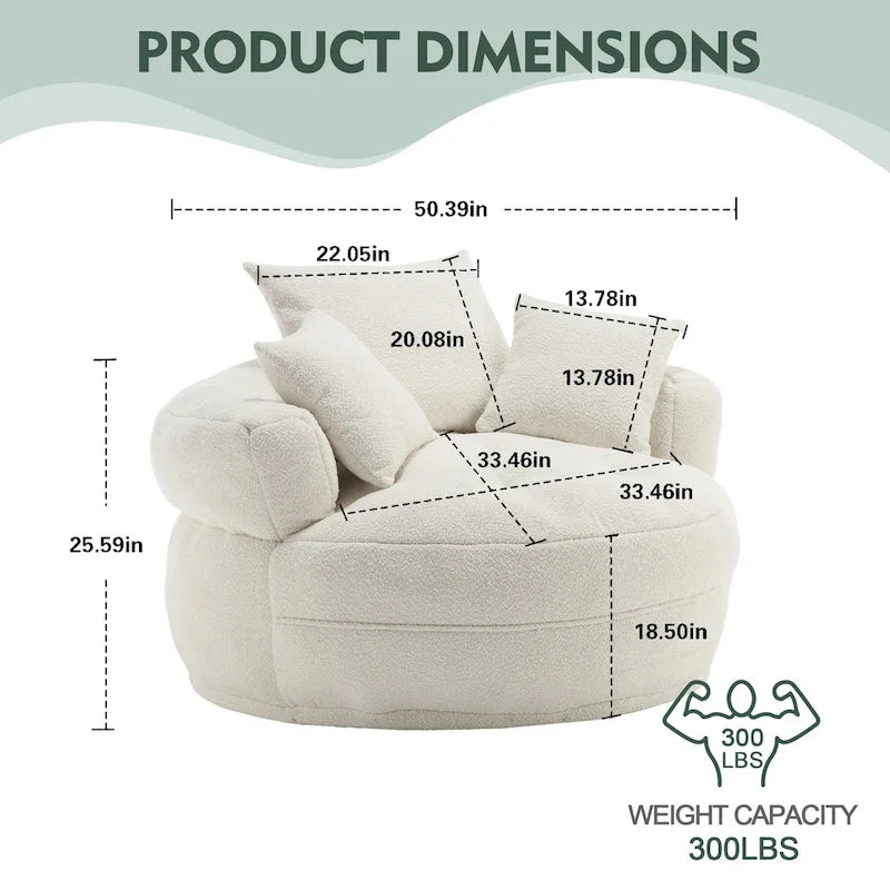 Fauteuil d'appoint rembourré en boucle touffeté avec coussins pour le salon