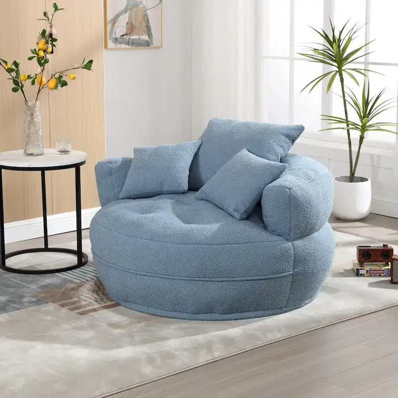 Fauteuil d'appoint rembourré en boucle touffeté avec coussins pour le salon