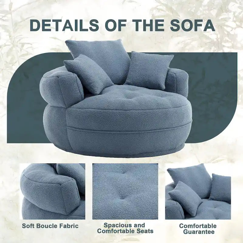 Fauteuil d'appoint rembourré en boucle touffeté avec coussins pour le salon