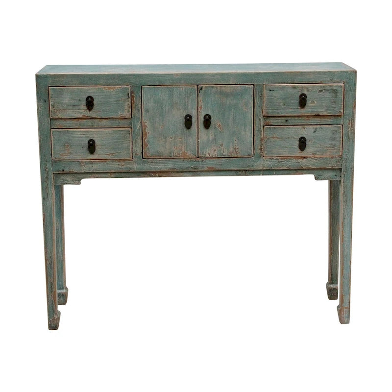 Artissance Console Table w/4 Drawers, 39 Long, Weathered Soft Aqua