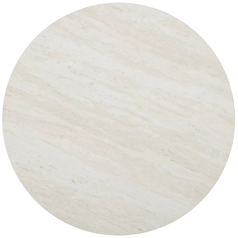 Table d'appoint ronde moderne en faux marbre avec base géométrique dorée