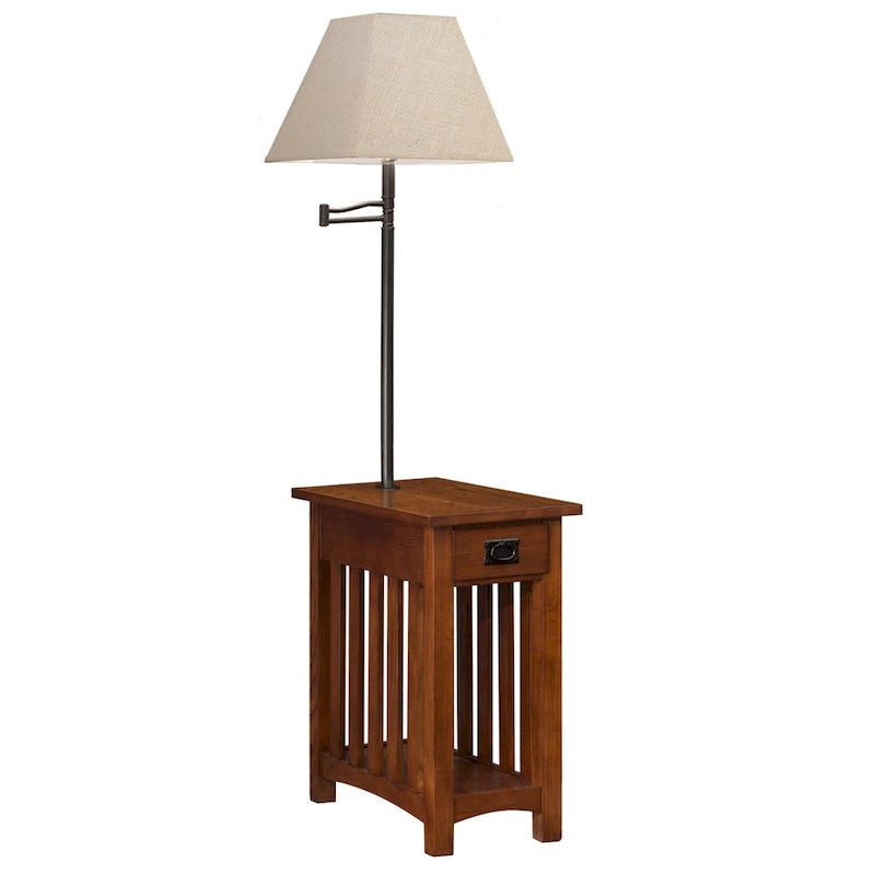 Table de lampe en bois massif de style Mission