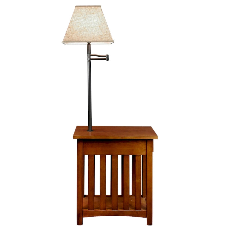 Table de lampe en bois massif de style Mission