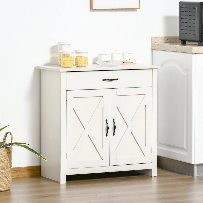 Buffet de rangement de style porte de grange 32" pour salon ou entrée