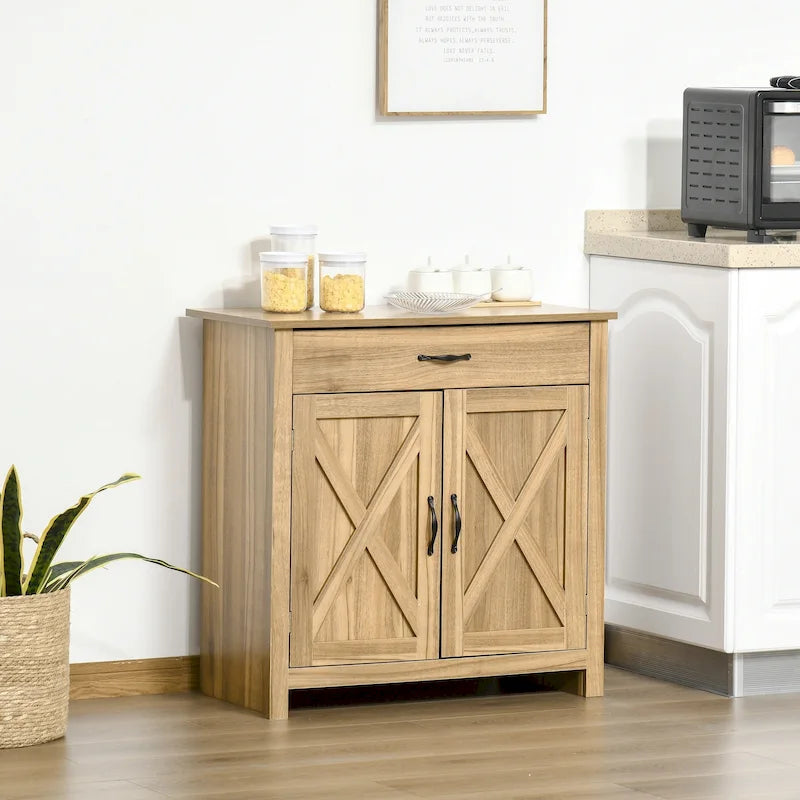 Buffet de rangement de style porte de grange 32" pour salon ou entrée