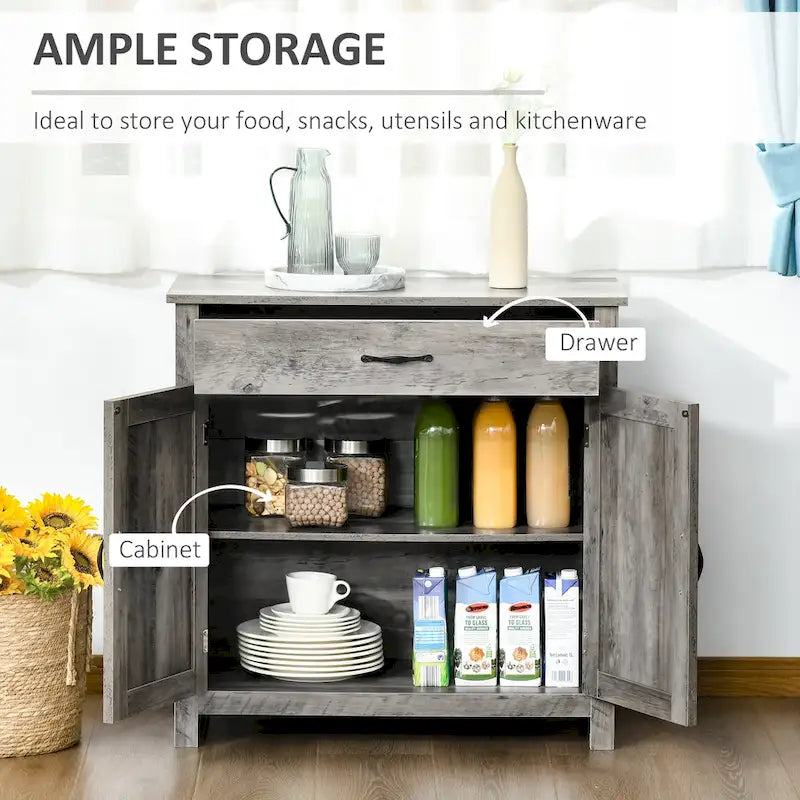 Buffet de rangement de style porte de grange 32" pour salon ou entrée