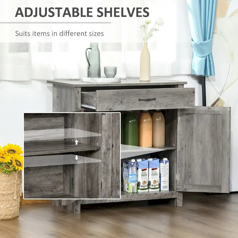 Buffet de rangement de style porte de grange 32" pour salon ou entrée