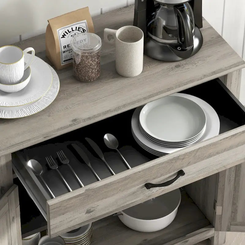 Buffet de rangement de style porte de grange 32" pour salon ou entrée