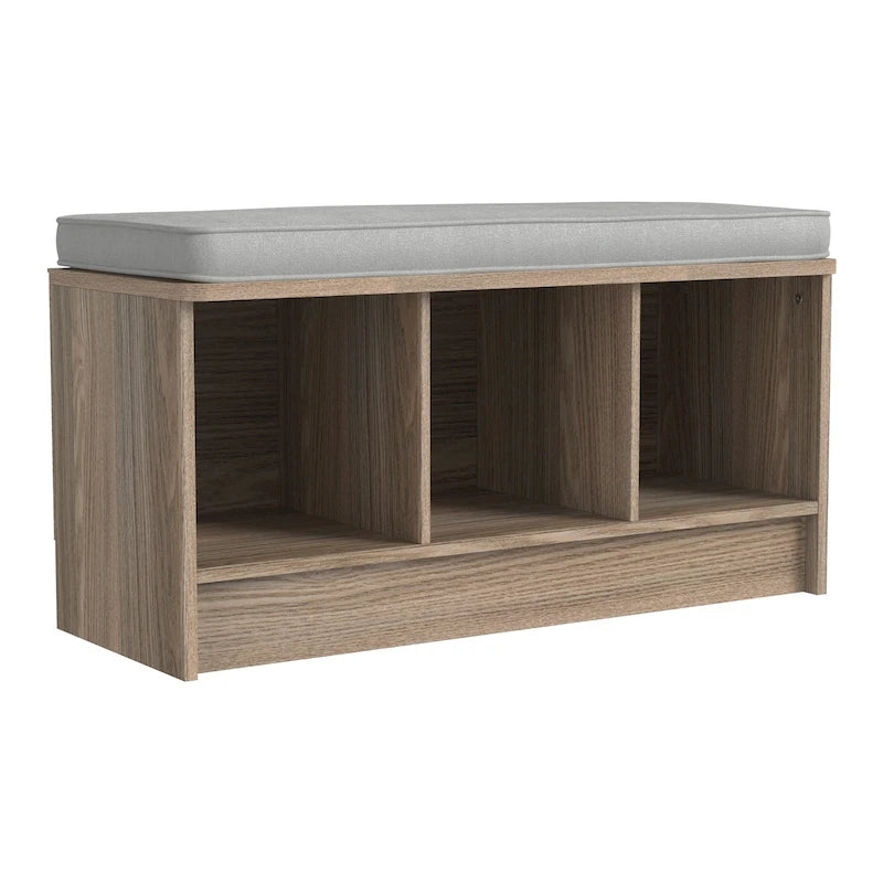 Banc de rangement 3 cubes avec coussin gris