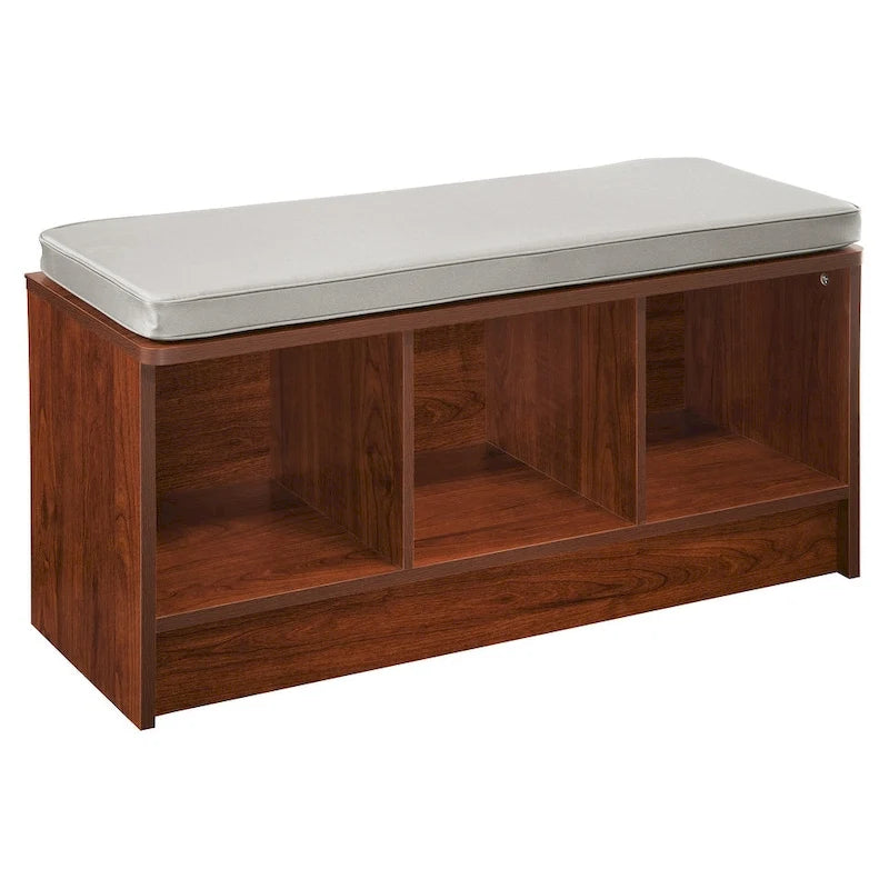 Banc de rangement 3 cubes avec coussin gris