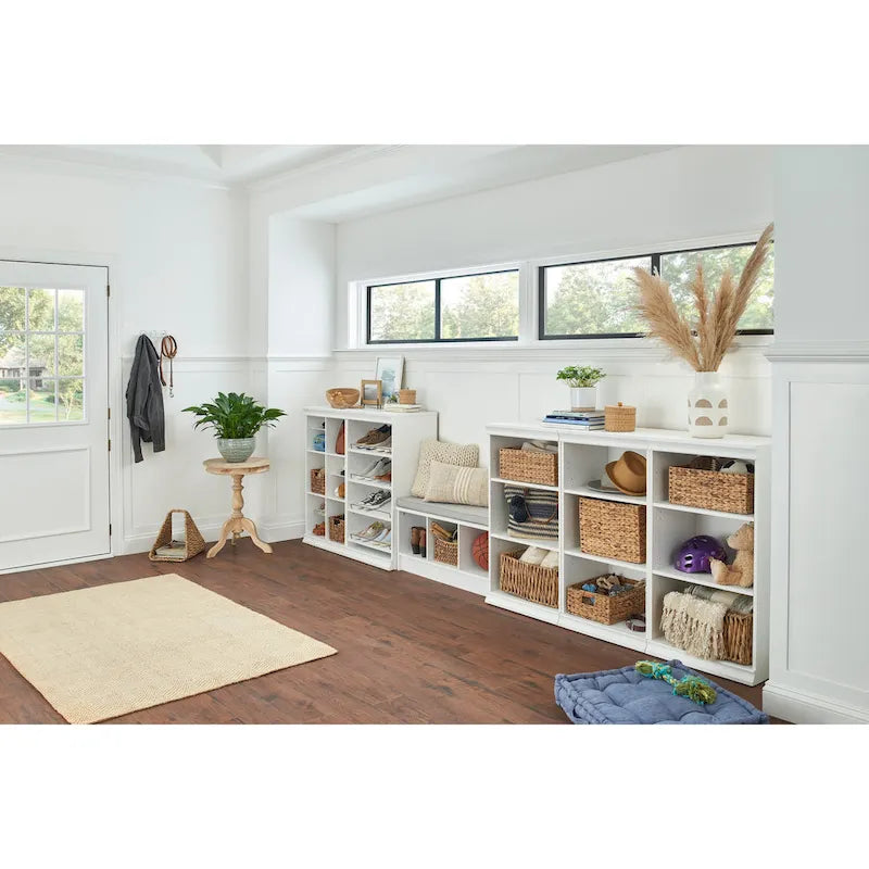Banc de rangement 3 cubes avec coussin gris