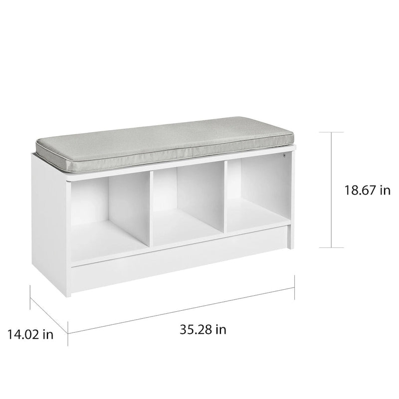 Banc de rangement 3 cubes avec coussin gris