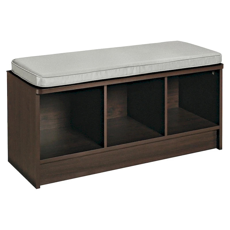 Banc de rangement 3 cubes avec coussin gris