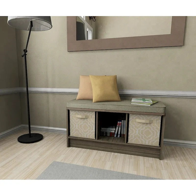 Banc de rangement 3 cubes avec coussin gris