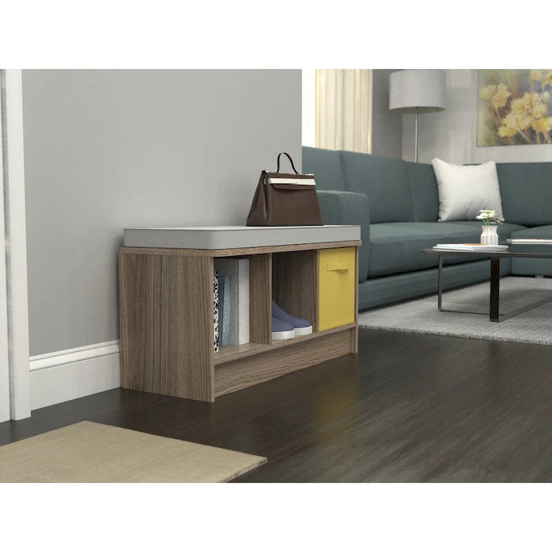 Banc de rangement 3 cubes avec coussin gris