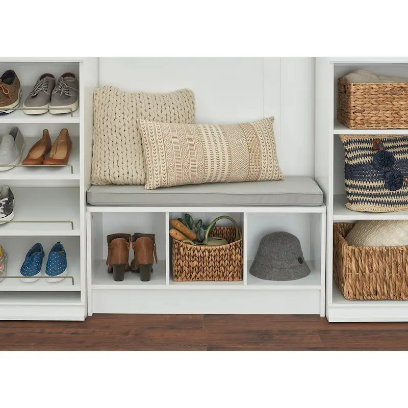 Banc de rangement 3 cubes avec coussin gris