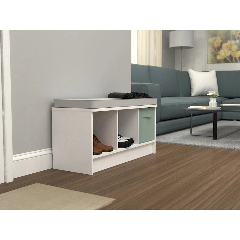 Banc de rangement 3 cubes avec coussin gris