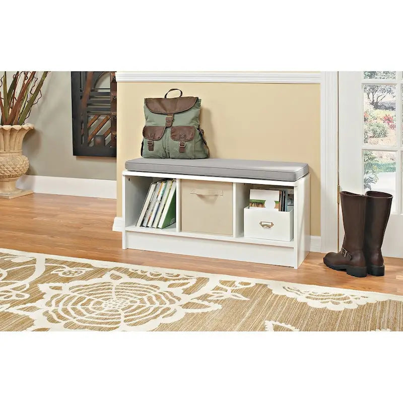 Banc de rangement 3 cubes avec coussin gris