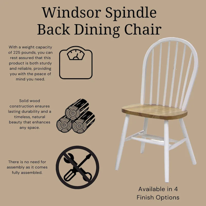 Chaise de salle à manger Windsor à dossier brochettes en bois massif