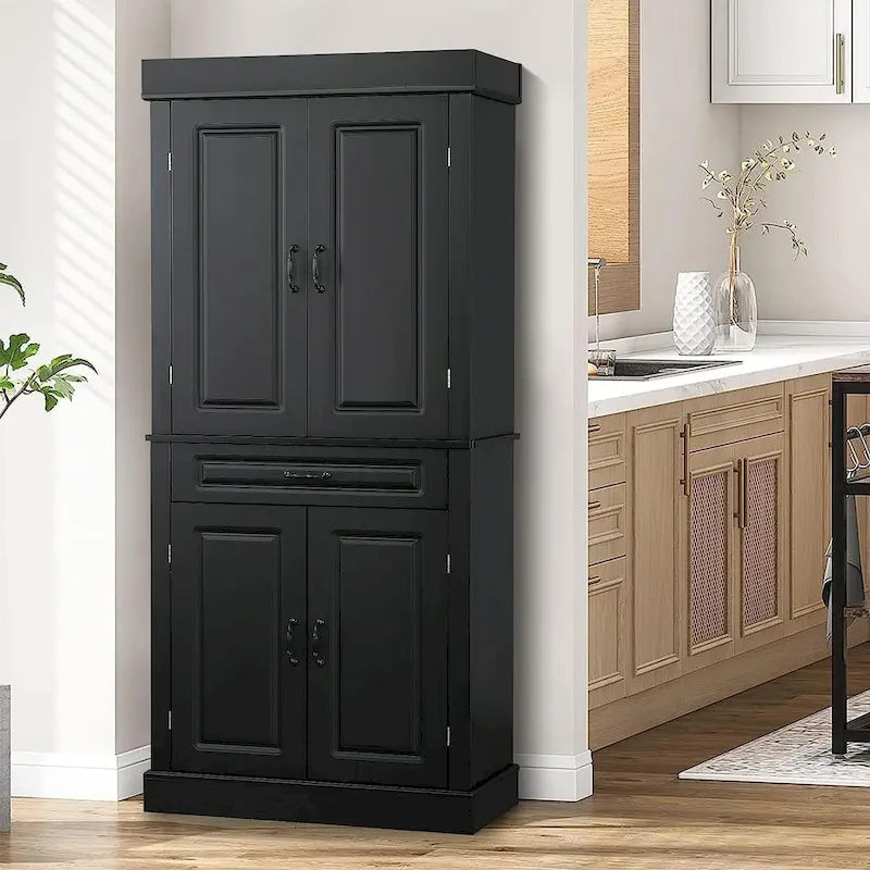 Meuble de cuisine autoportant de 71 po, grand meuble de rangement avec tiroir et étagères réglables, armoire de sol à 2 portes