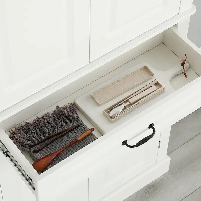 Meuble de cuisine autoportant de 71 po, grand meuble de rangement avec tiroir et étagères réglables, armoire de sol à 2 portes
