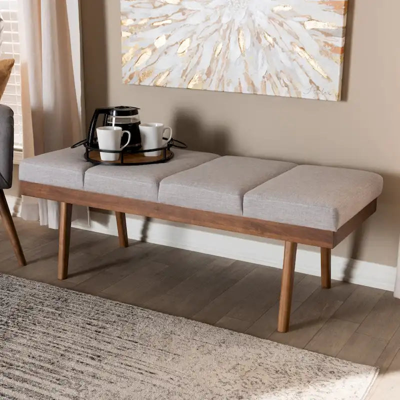 Banc en tissu style Mid-Century