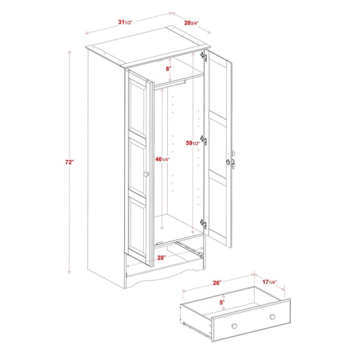 Armoire garde-robe modulable 100 % en bois massif avec poignées en métal ou en bois
