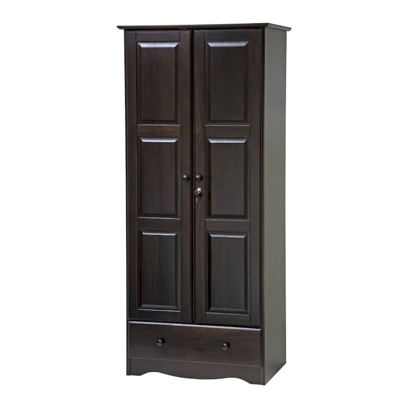 Armoire garde-robe modulable 100 % en bois massif avec poignées en métal ou en bois
