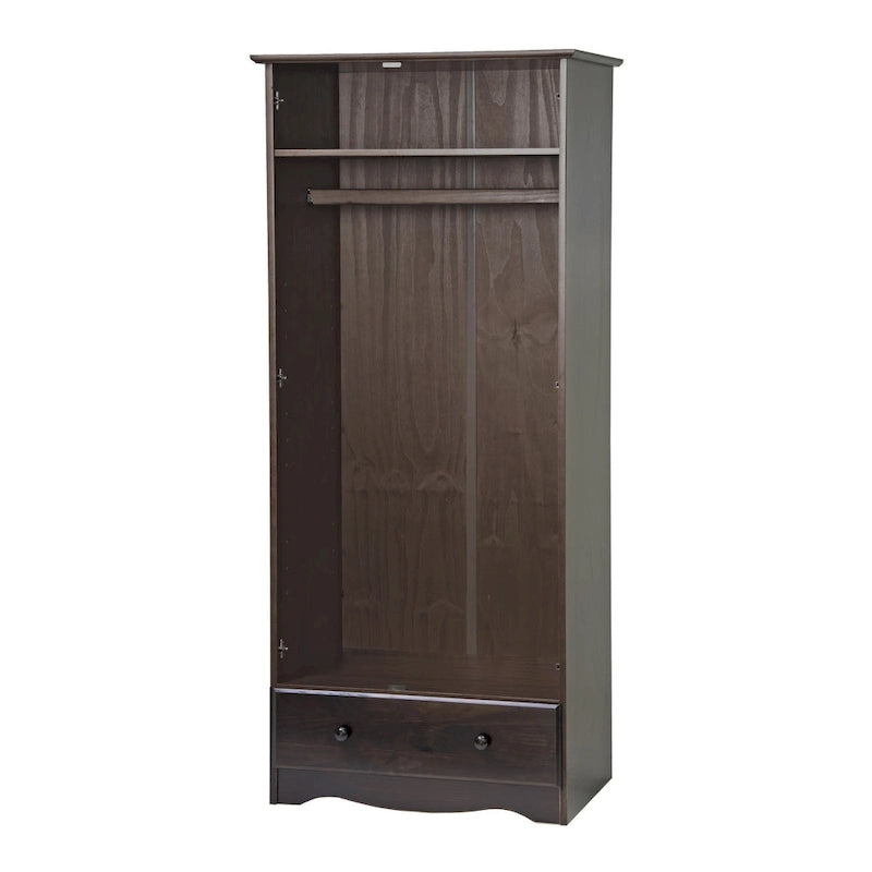 Armoire garde-robe modulable 100 % en bois massif avec poignées en métal ou en bois