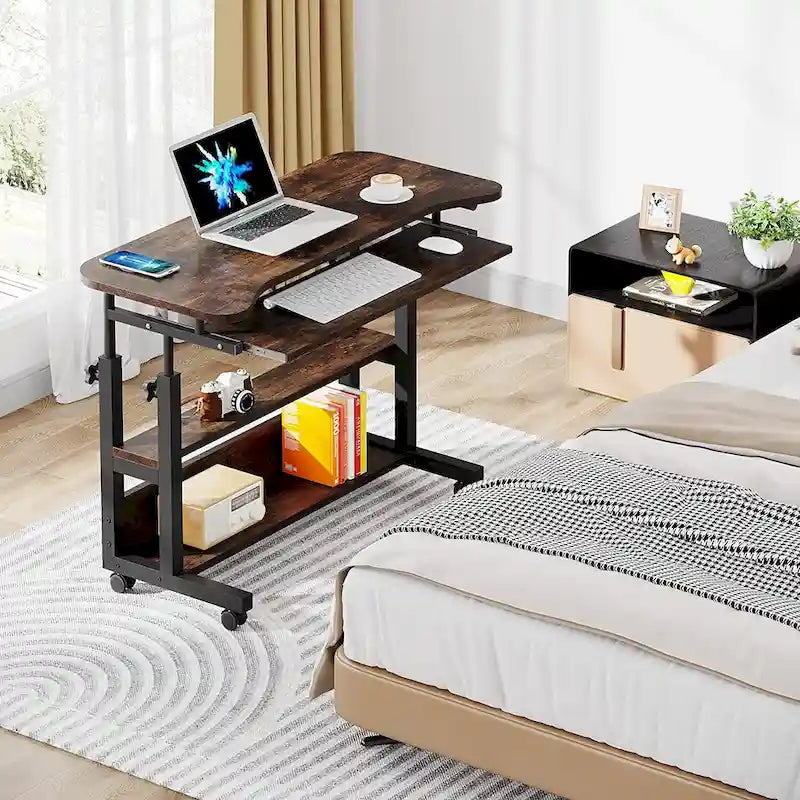 Table d'appoint portable réglable en hauteur avec station de chargement, pour canapé, lit, ordinateur portable