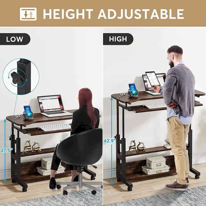 Table d'appoint portable réglable en hauteur avec station de chargement, pour canapé, lit, ordinateur portable