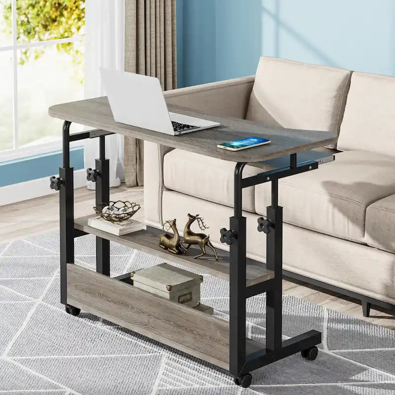 Table d'appoint portable réglable en hauteur avec station de chargement, pour canapé, lit, ordinateur portable