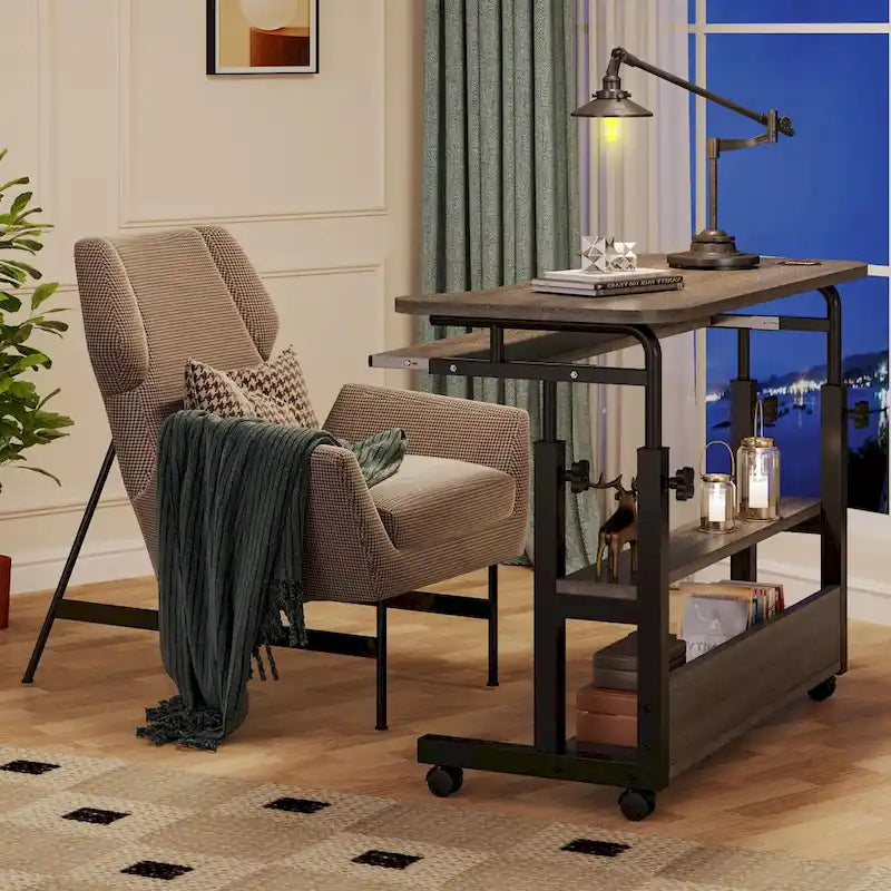 Table d'appoint portable réglable en hauteur avec station de chargement, pour canapé, lit, ordinateur portable