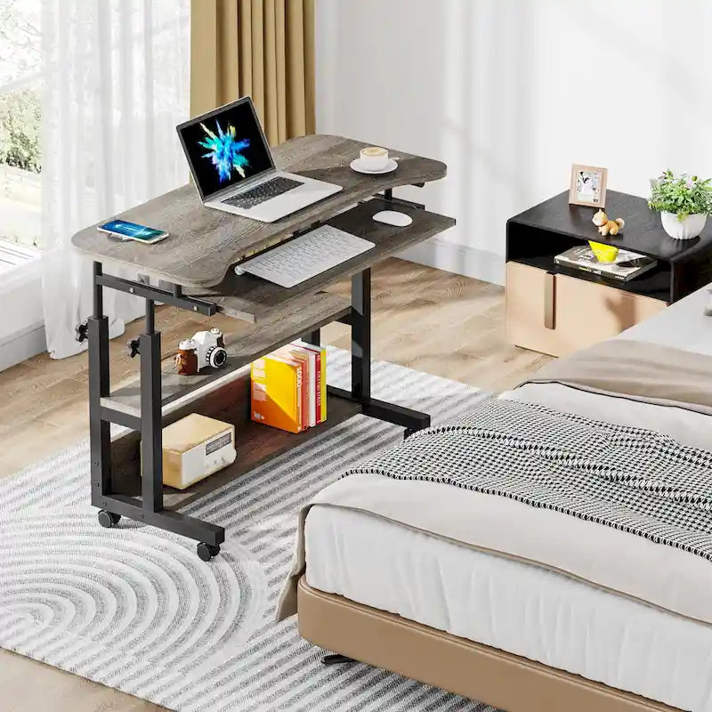 Table d'appoint portable réglable en hauteur avec station de chargement, pour canapé, lit, ordinateur portable