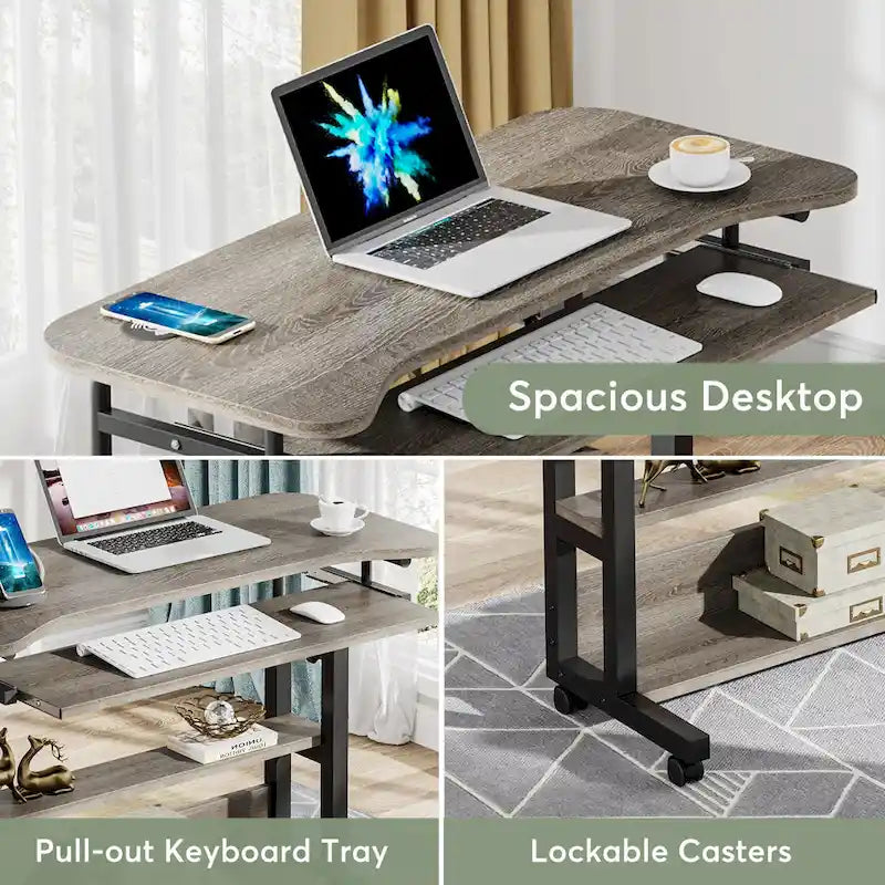 Table d'appoint portable réglable en hauteur avec station de chargement, pour canapé, lit, ordinateur portable