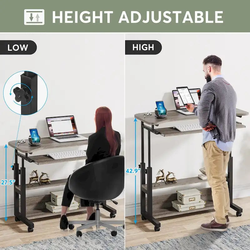 Table d'appoint portable réglable en hauteur avec station de chargement, pour canapé, lit, ordinateur portable