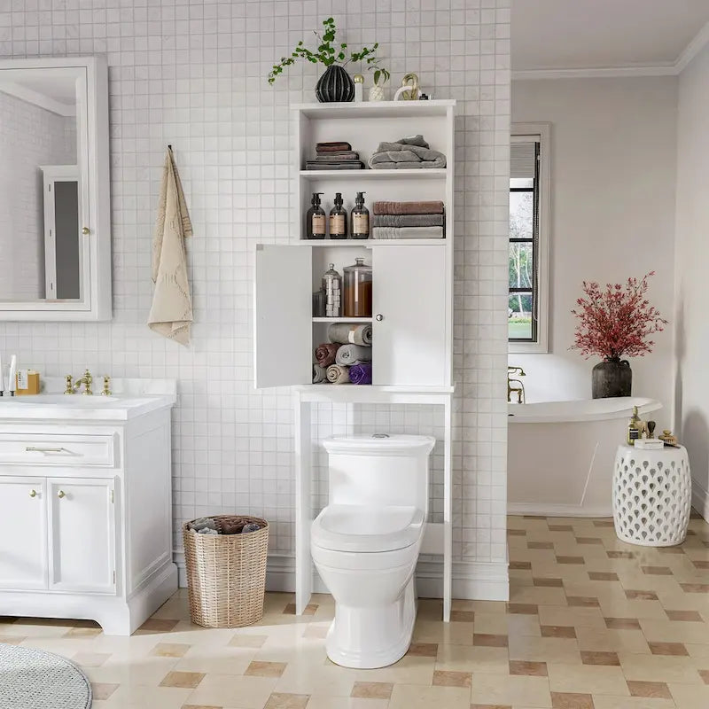 Meuble de rangement WC suspendu avec porte