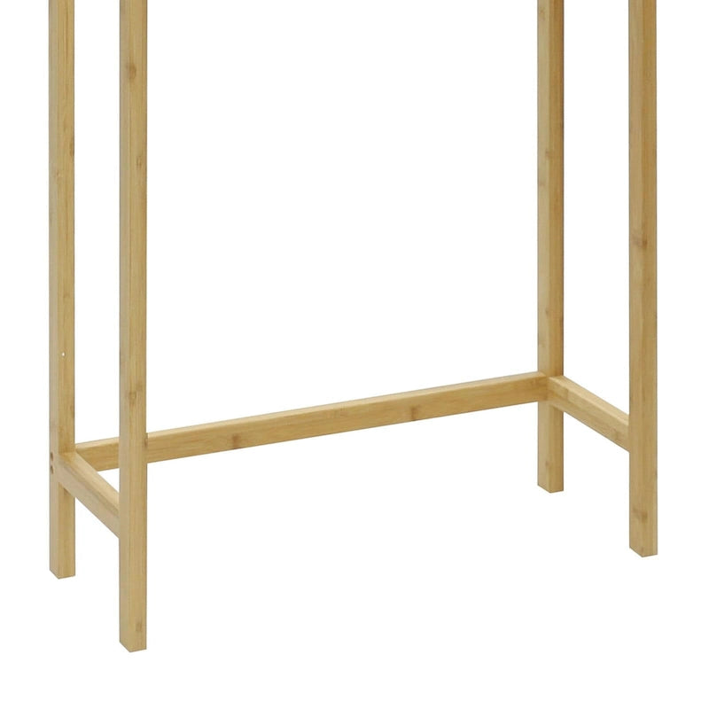 Meuble de rangement pour WC en bambou avec étagère réglable et portes doubles