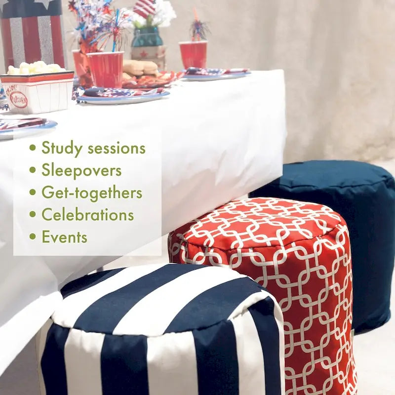 Pouf Ottoman Rayures Verticales Intérieur / Extérieur 16 L x 16 l x 17 H