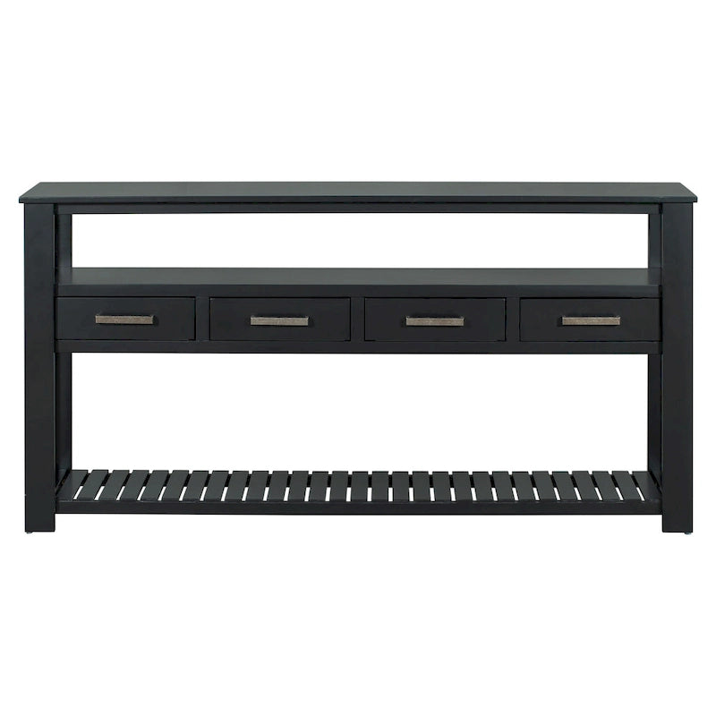 Console moderne avec 4 tiroirs et 2 étagères