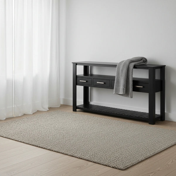Console moderne avec 4 tiroirs et 2 étagères