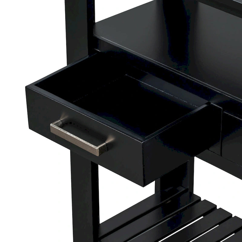 Console moderne avec 4 tiroirs et 2 étagères