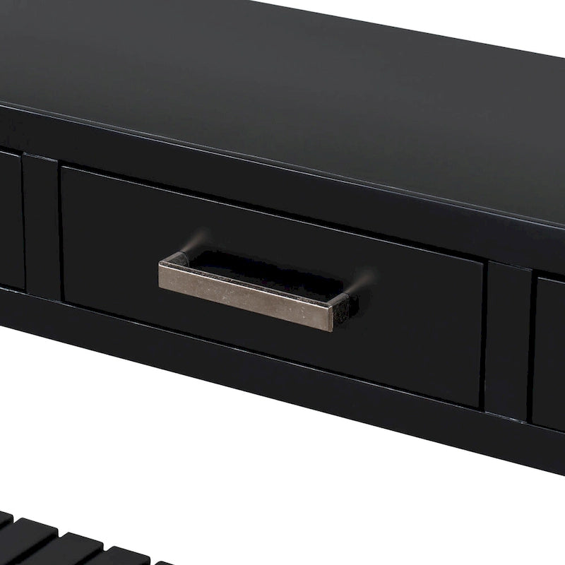 Console moderne avec 4 tiroirs et 2 étagères