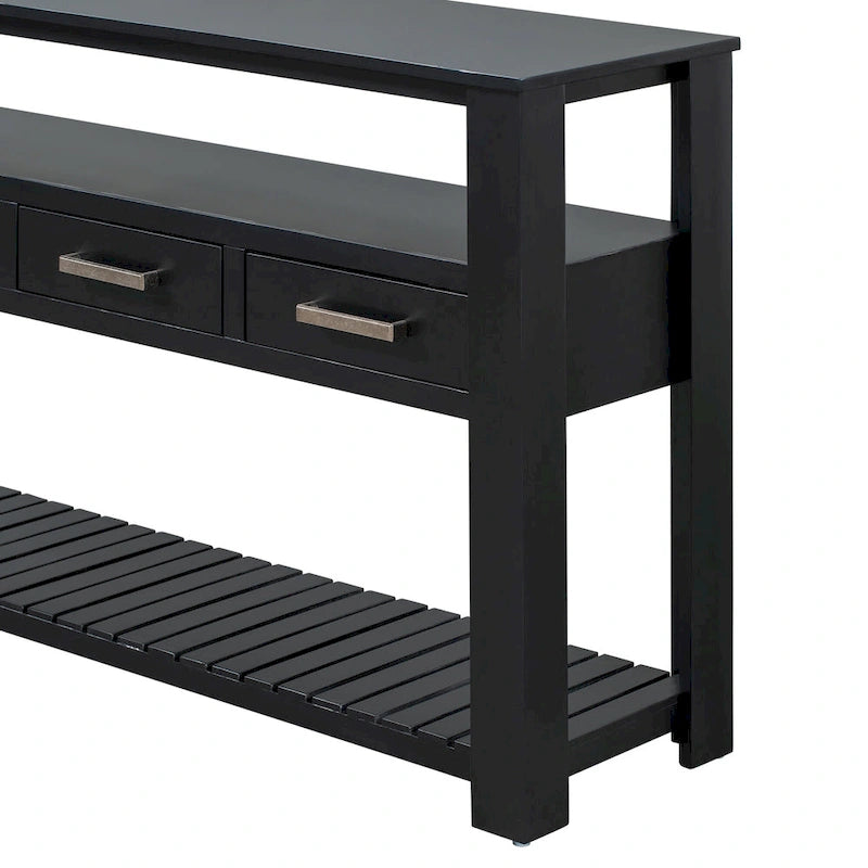 Console moderne avec 4 tiroirs et 2 étagères